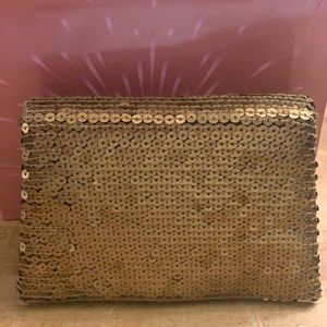 Aidan Mattox Gold Mini Sequined Clutch
